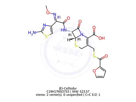 Chemical structure of Ceftiofur USP Impurity J,(E)-Ceftiofur
