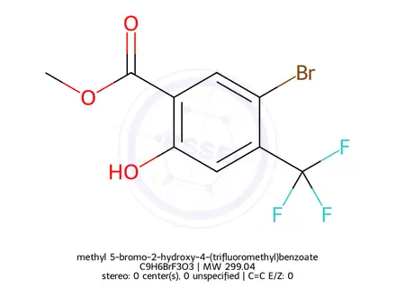Chemical structure of methyl 5-bromo-2-hydroxy-4-(trifluoromethyl)benzoate