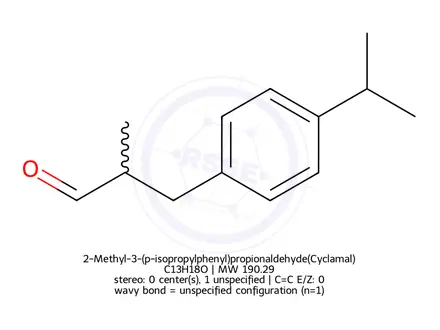 Chemical structure of 2-Methyl-3-(p-isopropylphenyl)propionaldehyde(Cyclamal)