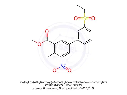 Chemical structure of methyl 3'-(ethylsulfonyl)-4-methyl-5-nitrobiphenyl-3-carboxylate