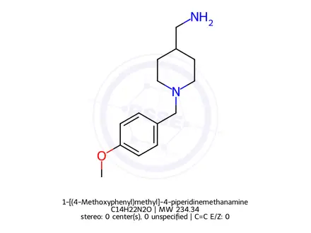 Chemical structure of 1-[(4-Methoxyphenyl)methyl]-4-piperidinemethanamine
