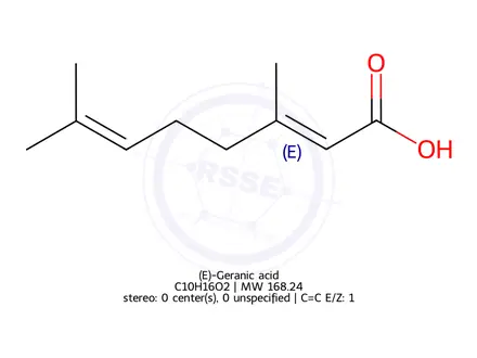 Chemical structure of (E)-Geranic acid