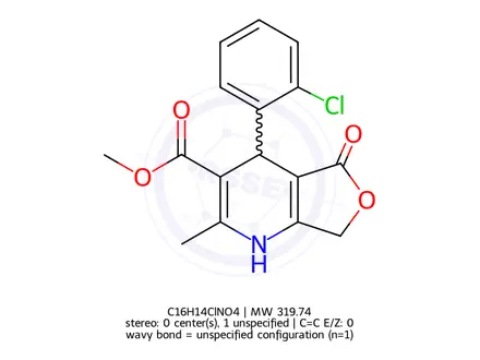 Chemical structure of Methyl 4-(2-chlorophenyl)-2-methyl-5-oxo-1,4,5,7-tetrahydrofuro[3,4-b]pyridine-3-carboxylate
