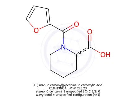 Chemical structure of 1-(Furan-2-carbonyl)piperidine-2-carboxylic acid