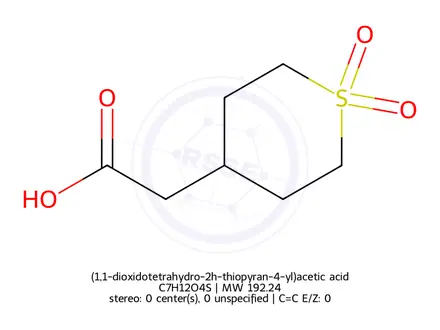 Chemical structure of (1,1-dioxidotetrahydro-2h-thiopyran-4-yl)acetic acid