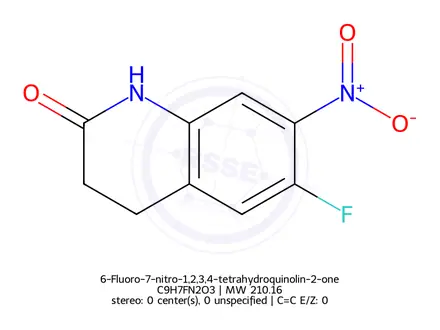 Chemical structure of 6-Fluoro-7-nitro-1,2,3,4-tetrahydroquinolin-2-one