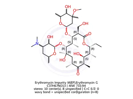 Chemical structure of Erythromycin Impurity M(EP),Erythromycin G
