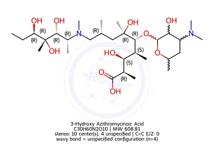Chemical structure of 3-Hydroxy Azithromycinoic Acid Sodium
