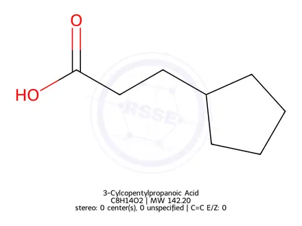Chemical structure of 3-Cylcopentylpropanoic Acid