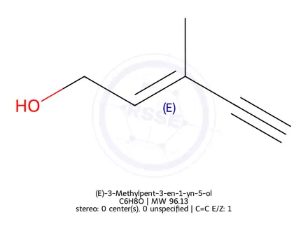Chemical structure of (E)-3-Methylpent-3-en-1-yn-5-ol
