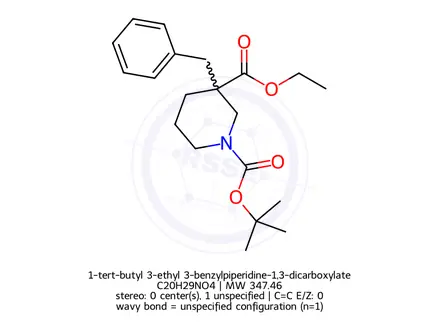 Chemical structure of 1-tert-butyl 3-ethyl 3-benzylpiperidine-1,3-dicarboxylate