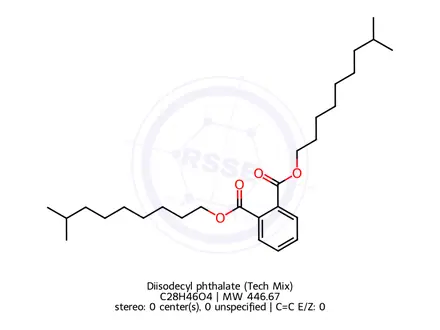 Chemical structure of Diisodecyl phthalate (Tech Mix)