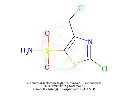 Chemical structure of 2-Chloro-4-(chloromethyl)-1,3-thiazole-5-sulfonamide