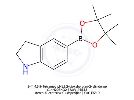 Chemical structure of 5-(4,4,5,5-Tetramethyl-1,3,2-dioxaborolan-2-yl)indoline
