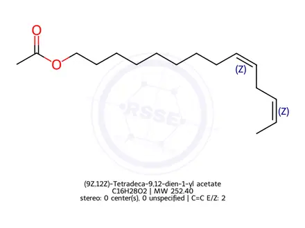 Chemical structure of (9Z,12Z)-Tetradeca-9,12-dien-1-yl acetate