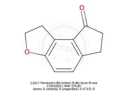 Chemical structure of 1,2,6,7-Tetrahydro-8H-indeno (5,4b) furan-8-one-