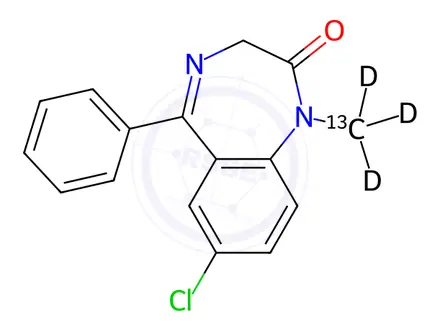 Chemical structure of Diazepam-13C,d3