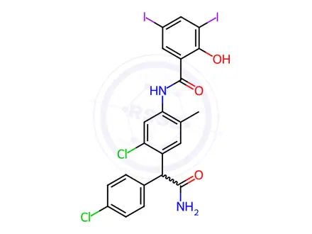Chemical structure of Closantel Impurity 4 (Closantel Sodium Dihydrate EP Impurity D) (Mixture of Enantiomers)