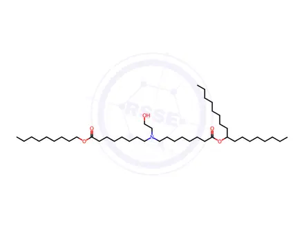 Chemical structure of Heptadecan-9-yl 8-((2-hydroxyethyl)(8-nonyloxy)-8-oxooctyl)amino)octanoate
