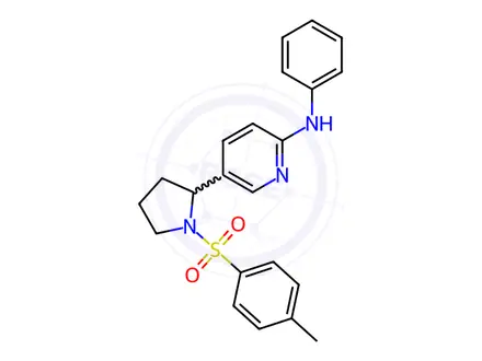 Chemical structure of N-phenyl-5-(1-tosylpyrrolidin-2-yl)pyridin-2-amine