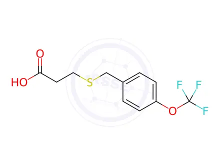 Chemical structure of 3-{[4-(Trifluoromethoxy)benzyl]thio}propanoic acid
