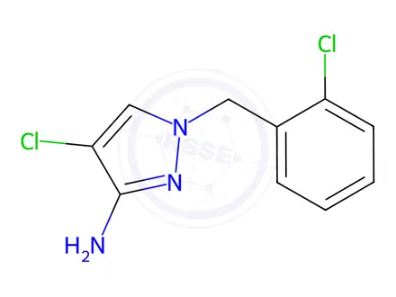 Chemical structure of 4-Chloro-1-(2-chlorobenzyl)-1H-pyrazol-3-amine