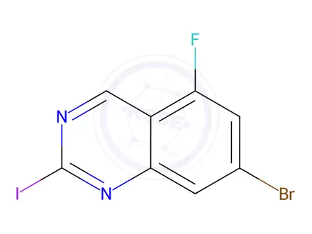 Chemical structure of Quinazoline, 7-bromo-5-fluoro-2-iodo-