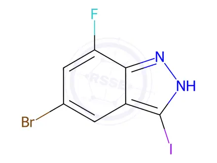 Chemical structure of 5-Bromo-7-fluoro-3-iodo-1H-indazole