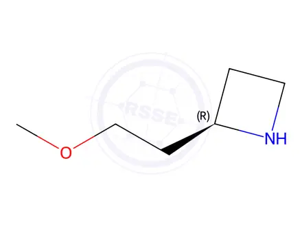 Chemical structure of Azetidine, 2-(2-methoxyethyl)-, hydrochloride (1:1), (2R)-