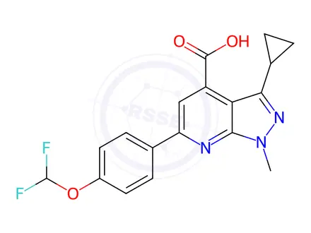 Chemical structure of 3-Cyclopropyl-6-(4-(difluoromethoxy)phenyl)-1-methyl-1h-pyrazolo[3,4-b]pyridine-4-carboxylic acid