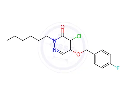 Chemical structure of 4-Chloro-5-((4-fluorobenzyl)oxy)-2-hexylpyridazin-3(2H)-one