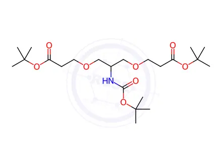 Chemical structure of di-tert-butyl 3,3'-((2-((tert-butoxycarbonyl)amino)propane-1,3-diyl)bis(oxy))dipropionate