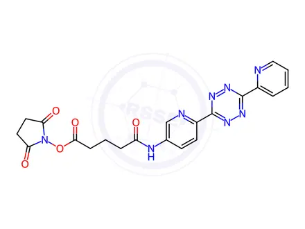 Chemical structure of Pentanoic acid, 5-oxo-5-[[6-[6-(2-pyridinyl)-1,2,4,5-tetrazin-3-yl]-3-pyridinyl]amino]-, 2,5-dioxo-1-pyrrolidinyl ester