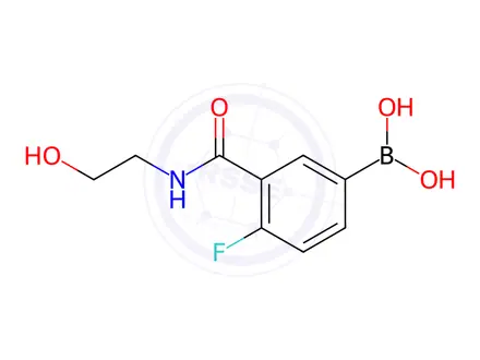 Chemical structure of (4-Fluoro-3-((2-hydroxyethyl)carbamoyl)phenyl)boronic acid