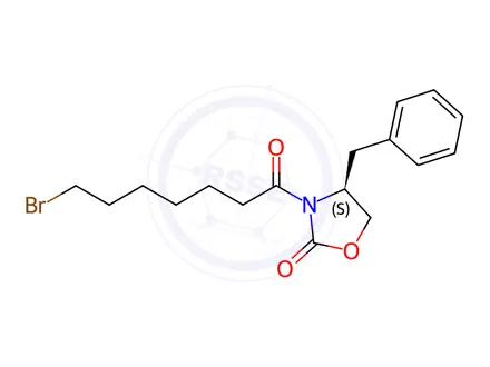 Chemical structure of (S)-4-Benzyl-3-(7-bromoheptanoyl)oxazolidin-2-one