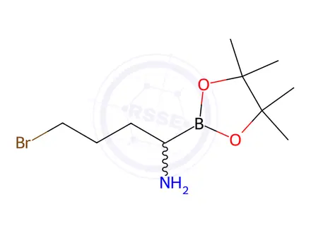 Chemical structure of 1,3,2-Dioxaborolane-2-methanamine, α-(3-bromopropyl)-4,4,5,5-tetramethyl-, 2,2,2-trifluoroacetate (1:1)