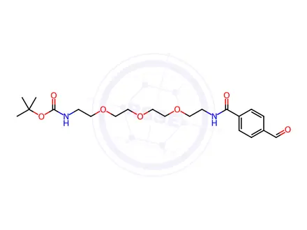 Chemical structure of tert-butyl (1-(4-formylphenyl)-1-oxo-5,8,11-trioxa-2-azatridecan-13-yl)carbamate