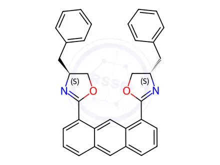 Chemical structure of (4S,4′S)-2,2′-(1,8-Anthracenediyl)bis[4,5-dihydro-4-(phenylmethyl)oxazole]