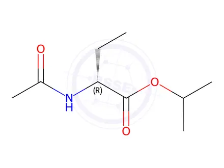Chemical structure of Butanoic acid, 2-(acetylamino)-, 1-methylethyl ester, (R)-(9CI)