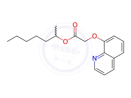 Chemical structure of Acetic acid, 2-(8-quinolinyloxy)-, 1-methylhexyl ester