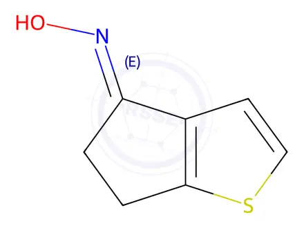 Chemical structure of 4H-Cyclopenta[b]thiophen-4-one,5,6-dihydro-,oxime(9CI)