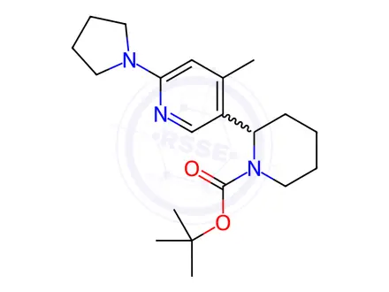 Chemical structure of Tert-butyl 2-(4-methyl-6-(pyrrolidin-1-yl)pyridin-3-yl)piperidine-1-carboxylate