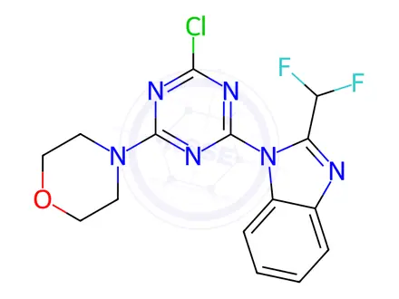 Chemical structure of 4-(4-Chloro-6-(2-(difluoromethyl)-1H-benzo[d]imidazol-1-yl)-1,3,5-triazin-2-yl)morpholine