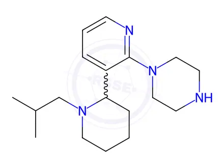 Chemical structure of 1-(3-(1-Isobutylpiperidin-2-yl)pyridin-2-yl)piperazine
