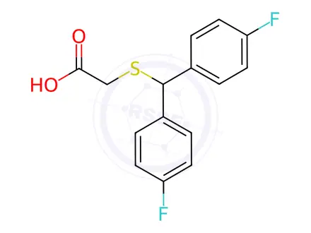 Chemical structure of {[bis(4-fluorophenyl)methyl]thio}acetic acid