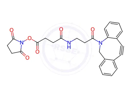 Chemical structure of Butanoic acid, 4-[[3-(11,12-didehydrodibenz[b,f]azocin-5(6H)-yl)-3-oxopropyl]amino]-4-oxo-, 2,5-dioxo-1-pyrrolidinyl ester