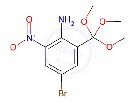 Chemical structure of 4-Bromo-2-nitro-6-(trimethoxymethyl)aniline