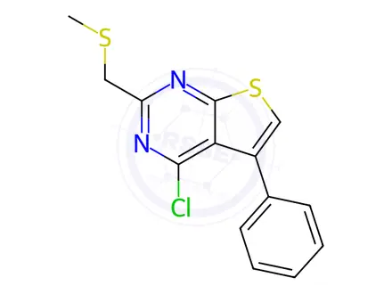 Chemical structure of 4-Chloro-2-[(Methylsulfanyl)Methyl]-5-Phenylthieno[2,3-D]Pyrimidine