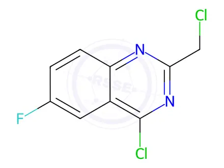 Chemical structure of QUINAZOLINE, 4-CHLORO-2-(CHLOROMETHYL)-6-FLUORO-