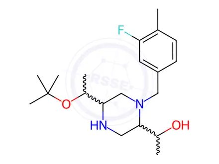 Chemical structure of 1-[5-[1-(tert-Butoxy)ethyl]-1-(3-fluoro-4-methylbenzyl)-2-piperazinyl]-1-ethanol